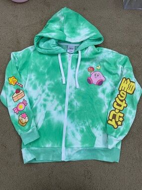 Kirby Green Tie-Dye Zipper Hoodie MEDIUM
